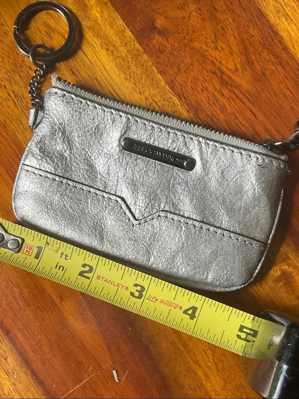 Rebecca Minkoff Metallic Silver Zip Card Holder Wallet